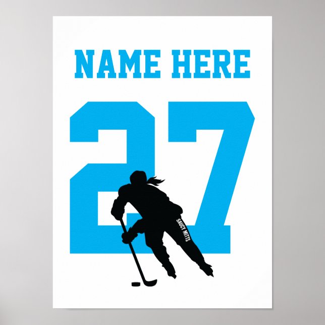 Girls Personlig Hockey Player Number Turcos Poster (Framsidan)