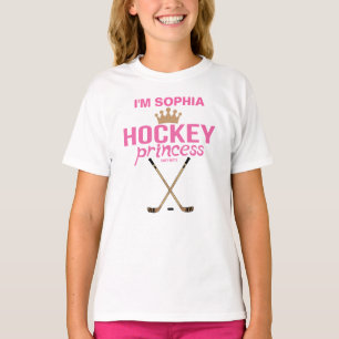 Girls Personlig Hockey Princess Namn Rosa T Shirt