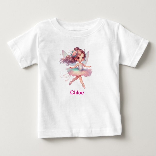 Girls personlig namn ballerina t shirt (Framsida)