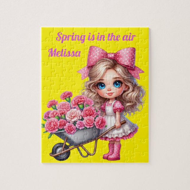 Girls Personlig namn Pussel (Vertikal)