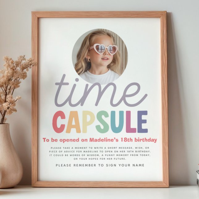 Girls Photo Retro Rainbow Time Capsule Sign Poster (Skapare uppladdad)