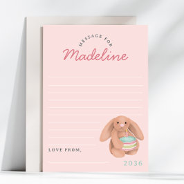 Girls Pink Bunny First Birthday Time Capsule Cards Inbjudningar