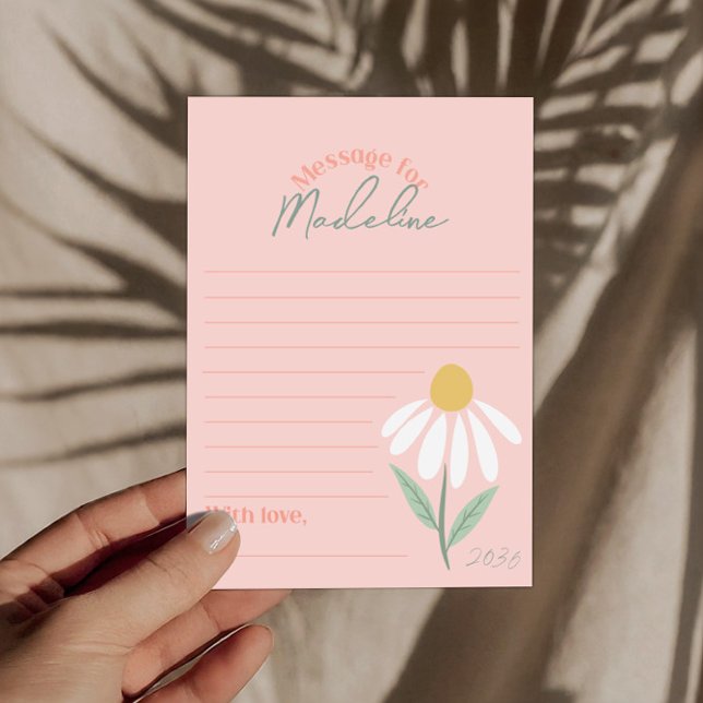 Girls Pink Daisy First Birthday Time Capsule Cards Inbjudningar (Skapare uppladdad)