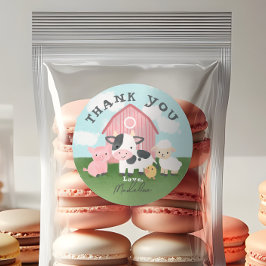 Girls Pink Farm Animal Barnyard Birthday Favor Runt Klistermärke