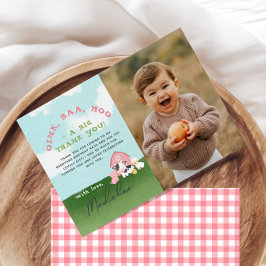 Girls Pink Farm Barnyard Birthday Photo Tack Kort