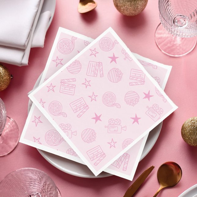 Girls’ Pink Movie Night Napkins Pappersservett (Skapare uppladdad)
