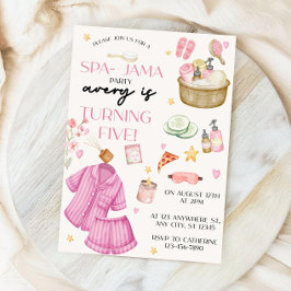 Girls Pink Spa-Jama Sleepover Birthday Invitation Inbjudningar