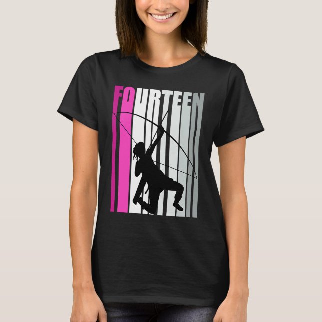 Girls Pinky Archery 14th Birthday Bow Arrow Archer T Shirt (Framsida)