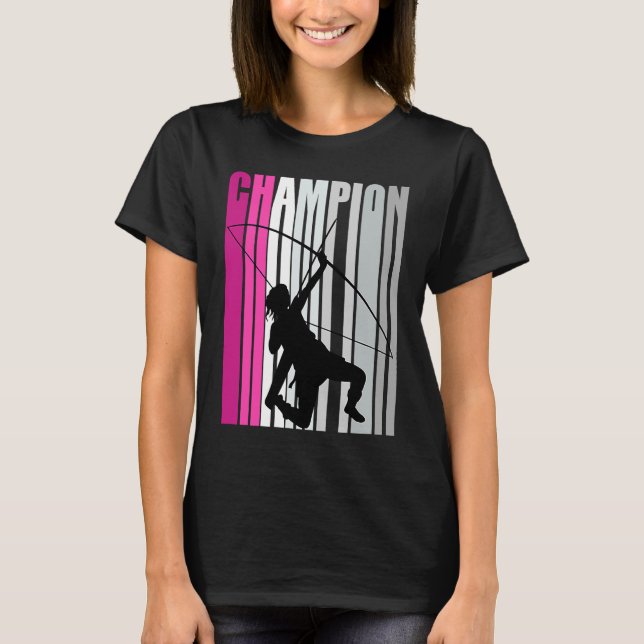 Girls Pinky Archery Champion Birthday Retro Distre T Shirt (Framsida)