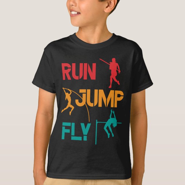 Girls Pole Vaulting Running Jumping T Shirt (Framsida)