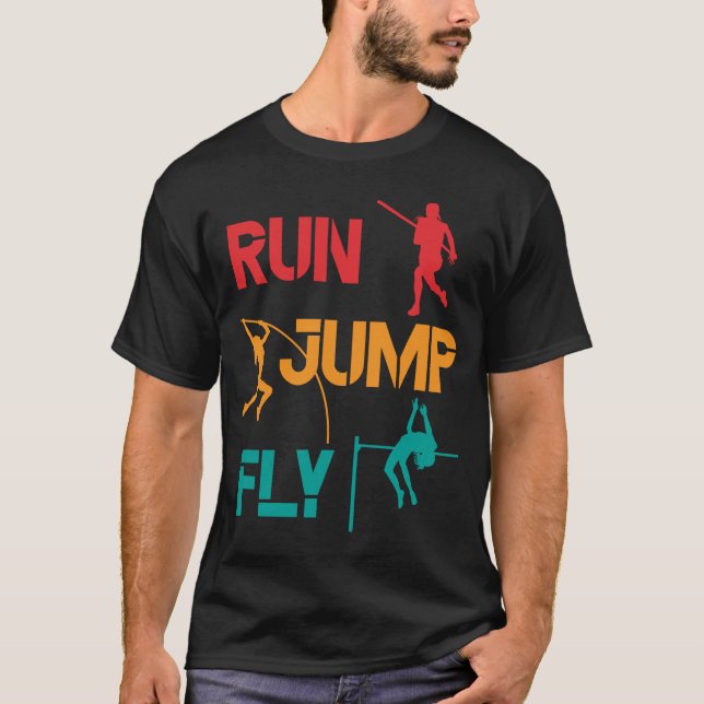 Girls Pole Vaulting Running Jumping T Shirt (Framsida)