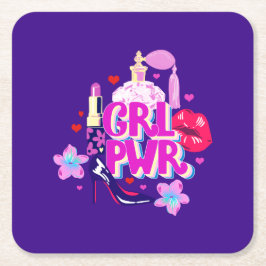 Girls Power Underlägg Papper Kvadrat