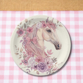 Girls Pretty Ponies Pastel Floral Horse