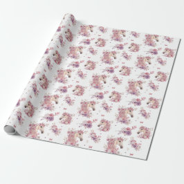 Girls Pretty Ponies Pastel Floral Horse Presentpapper