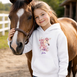 Girls Pretty Ponies Pastel Floral Horse T Shirt