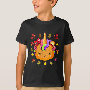 Girls Pumpkin Cute Unicorn Pumpkin Fall Autumn Ki T Shirt