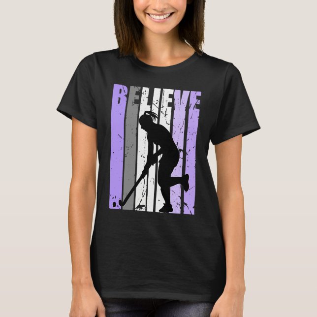 Girls Purple Distressed Believe Loves Team Girl In T Shirt (Framsida)