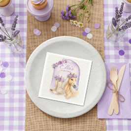 Girls Purple Floral Horse Birthday Napkins Pappersservett