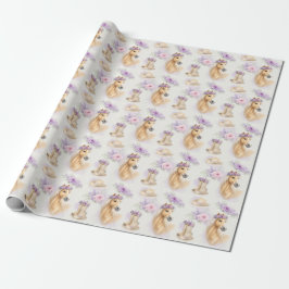 Girls Purple Floral Horse Gift Wrapping Paper Presentpapper