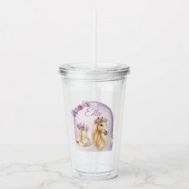Girls Purple Floral Horse Take Away Mugg