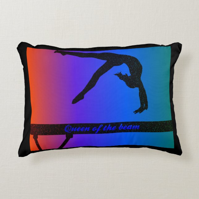 Girls Queen of the Beam Gymnastics accent Pillow Prydnadskudde (Framsidan)