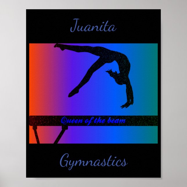 Girls Queen of the Beam Gymnastics Poster (Framsidan)