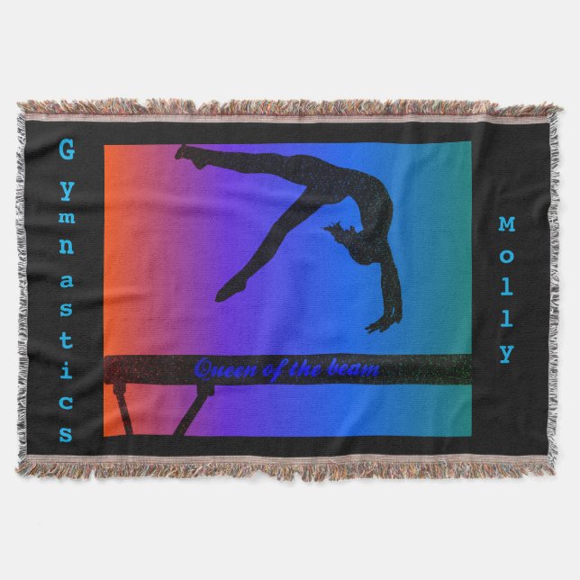 Girls Queen of the Beam Gymnastics Throw Blanket Filt (Framsidan)