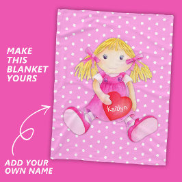 Girls rag doll dolly namn-ropparfilt fleecefilt