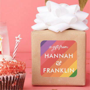 Girls Rainbow Birthday Gift Stickers Fyrkantigt Klistermärke