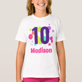 Girls Rainbow Glow Födelsedagsfest Age Shirt T Shirt