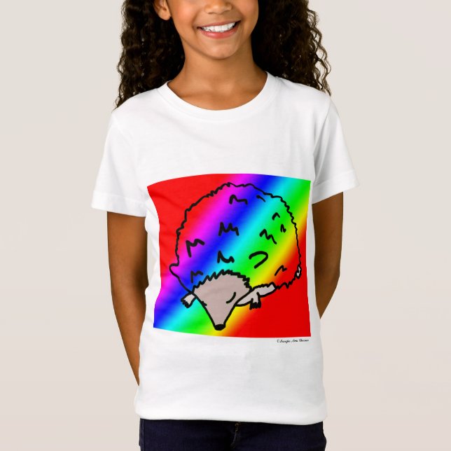 Girls Rainbow Hedgehog T-shirt (Framsida)