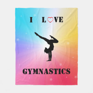 Girls Rainbow "I Kärlek Gymnastics" Fleece Blanket
