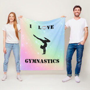 Girls Rainbow "I Kärlek Gymnastics" Fleece Blanket