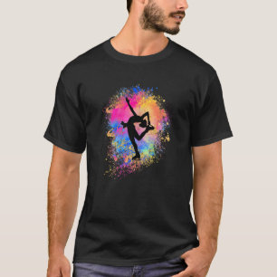 Girls Rainbow Ice Dancing Silhouette Female Figur T Shirt
