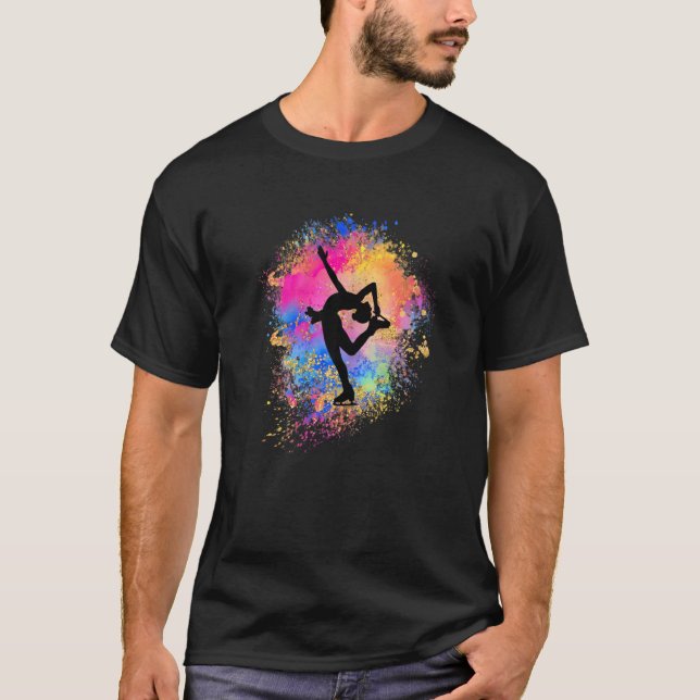 Girls Rainbow Ice Dancing Silhouette Female Figur T Shirt (Framsida)