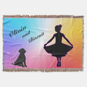 Girls Rainbow Stars Dancer och Hund Throw Blanket Filt