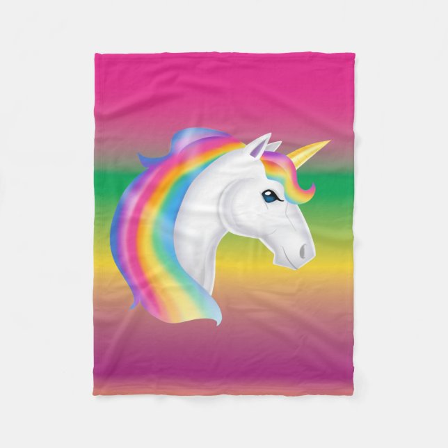 Girls Rainbow Unicorn Ull Fleecefilt (Framsidan)