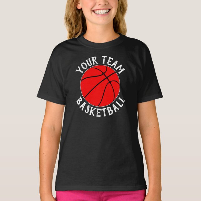 Girls Red Basketball Team, Player Namn och nummer T Shirt (Framsida)