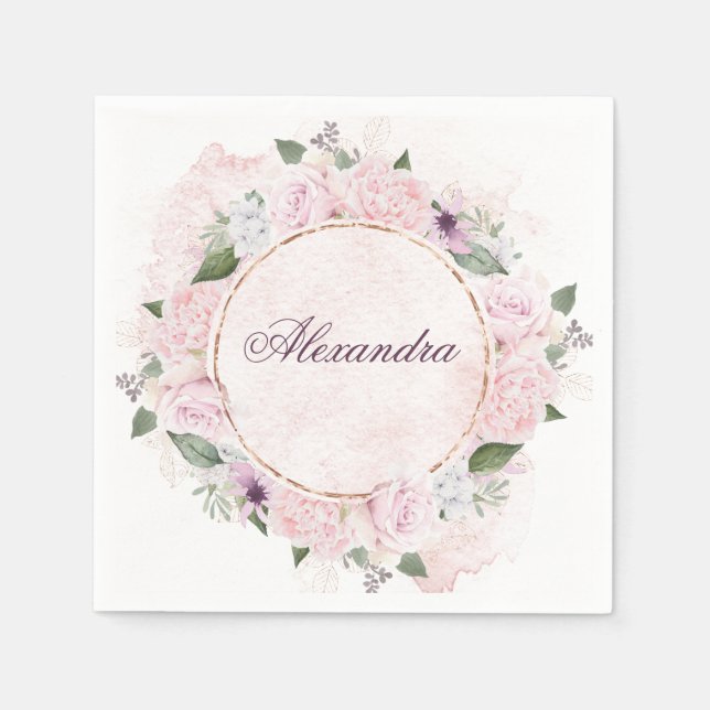 Girls Religiösa Firande Rosa ros Pappersservett (Framsidan)
