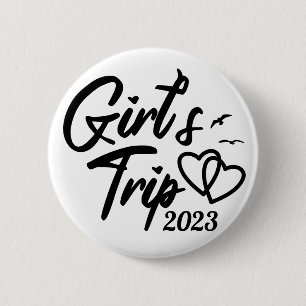 "Girls Resa 2023" Cute, Snyggt, Anpassade Date Knapp