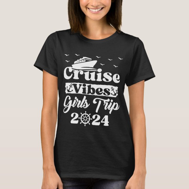 Girls Resa 2024 Cruise Vibes Matching Vacation T Shirt (Framsida)