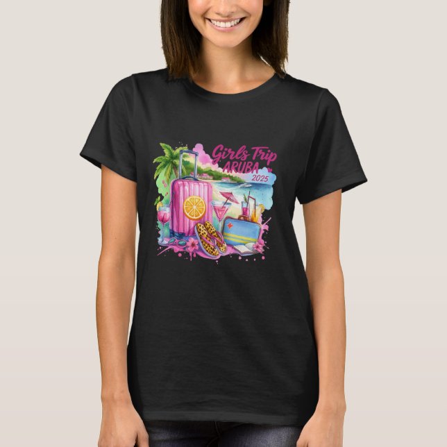 Girls Resa Aruba 2025 Tropical Vacation Vibes T Shirt (Framsida)