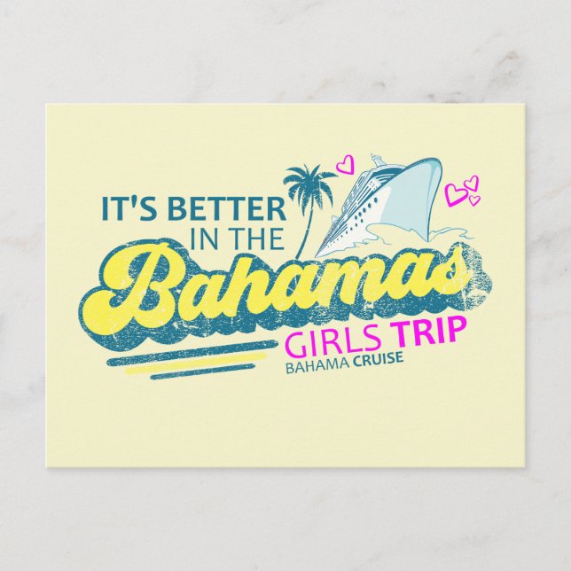 Girls Resa Bahamas vycard Vacation Cruise Vykort (Framsida)