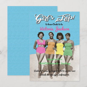 Girls Resa Beach Birthday eller Bachelorette Party Inbjudningar