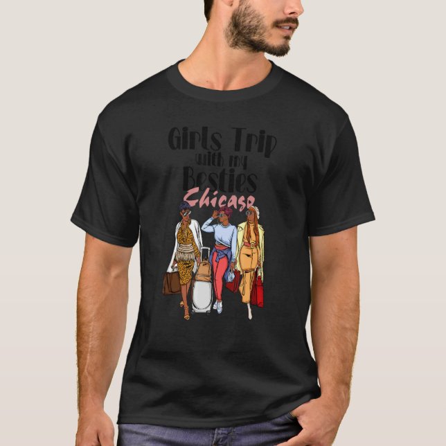 Girls Resa Besties Chicago for Melanin Black Vacat T Shirt (Framsida)
