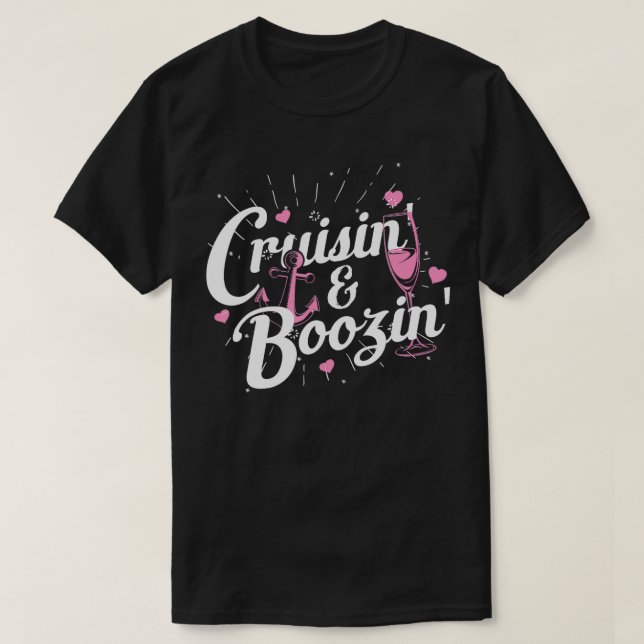 Girls Resa Cruisin Boozin Funny Cruise Frakt Cruis T Shirt (Design framsida)