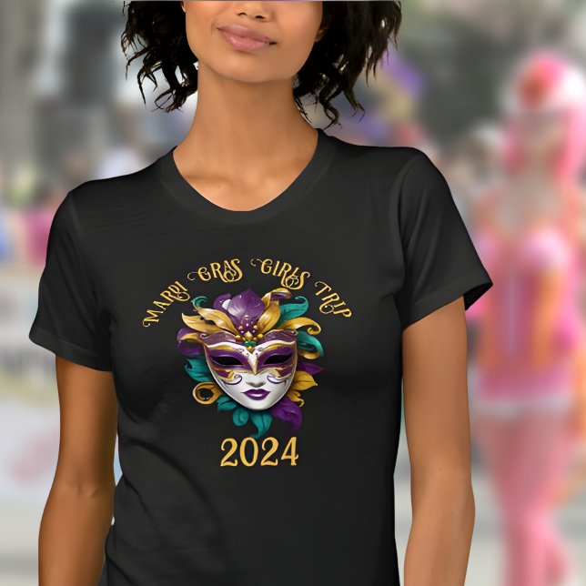 Girls Resa Mardi Gras 2024 Mask T Shirt (Skapare uppladdad)
