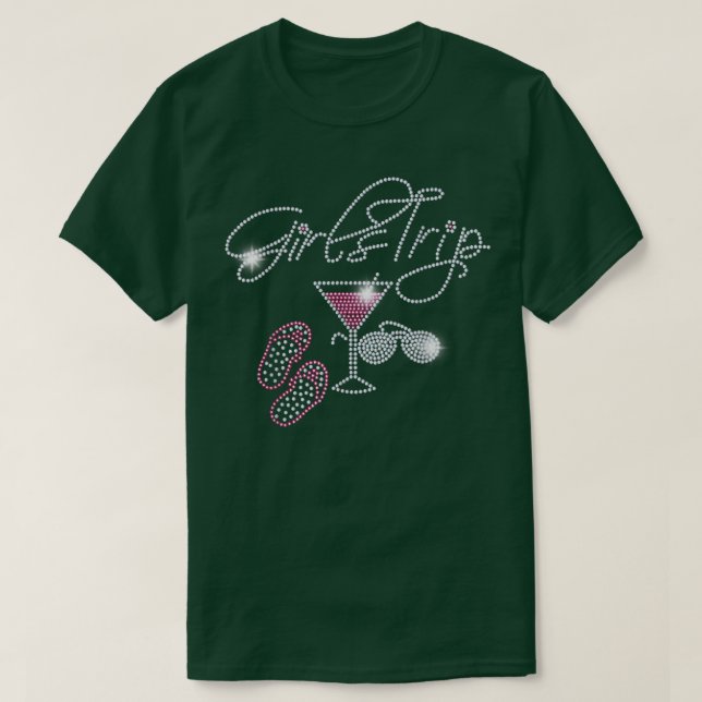 Girls Resa Martini Flinflip flops Rhinestone Bling T Shirt (Design framsida)