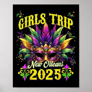 Girls Resa New Orleans 2025 Mardi Gras Mask Friend Poster