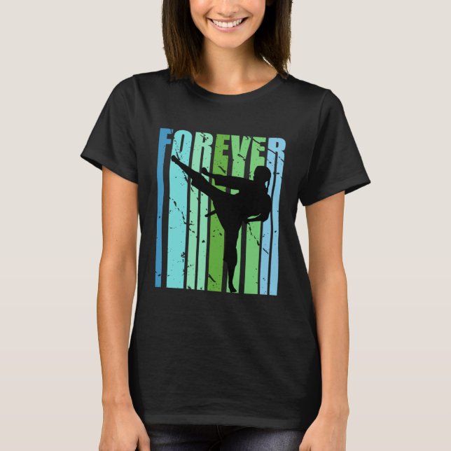 Girls Retro Forever Jiu Jitsu Karate Judo Taekwond T Shirt (Framsida)